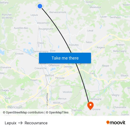 Lepuix to Recouvrance map