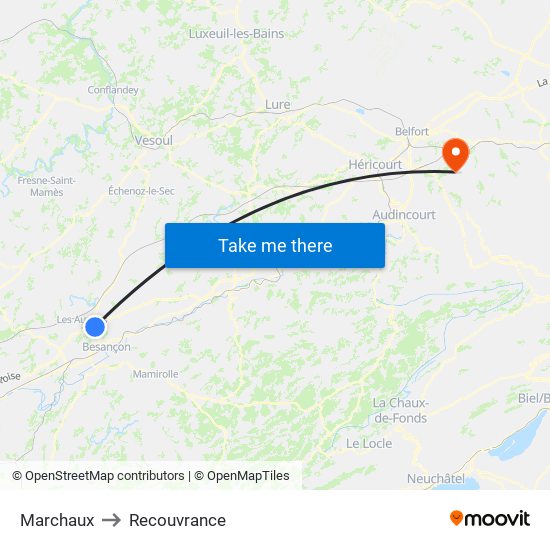 Marchaux to Recouvrance map