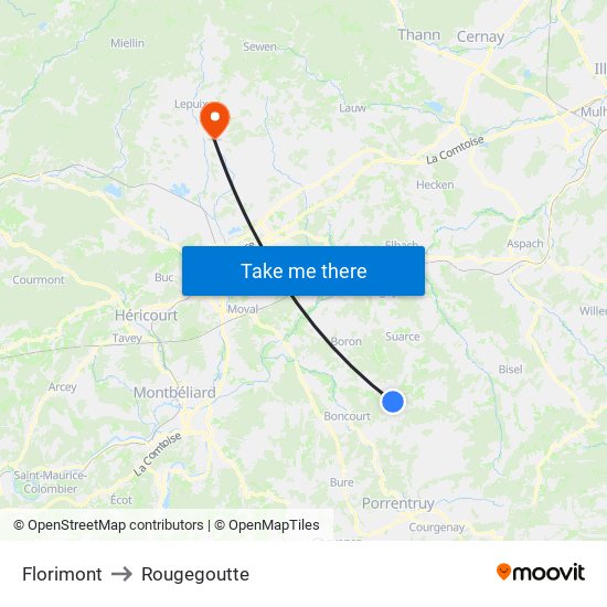 Florimont to Rougegoutte map