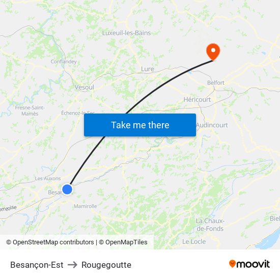 Besançon-Est to Rougegoutte map