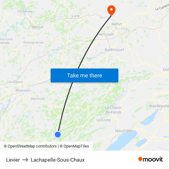 Levier to Lachapelle-Sous-Chaux map