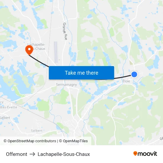 Offemont to Lachapelle-Sous-Chaux map