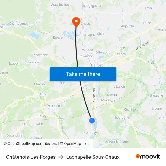Châtenois-Les-Forges to Lachapelle-Sous-Chaux map