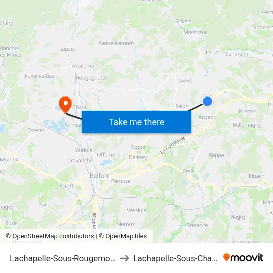 Lachapelle-Sous-Rougemont to Lachapelle-Sous-Chaux map