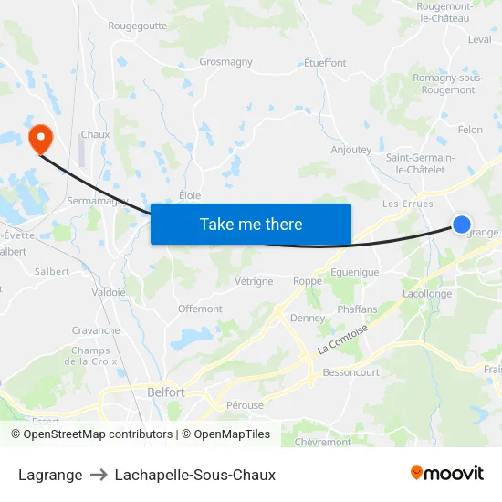 Lagrange to Lachapelle-Sous-Chaux map