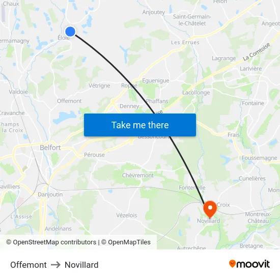 Offemont to Novillard map