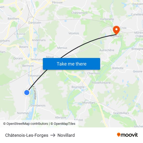 Châtenois-Les-Forges to Novillard map