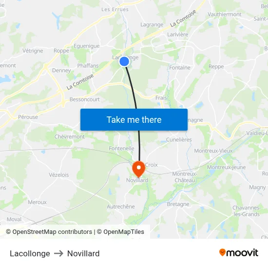 Lacollonge to Novillard map