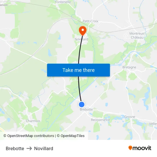 Brebotte to Novillard map