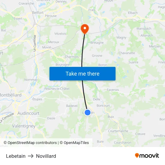 Lebetain to Novillard map