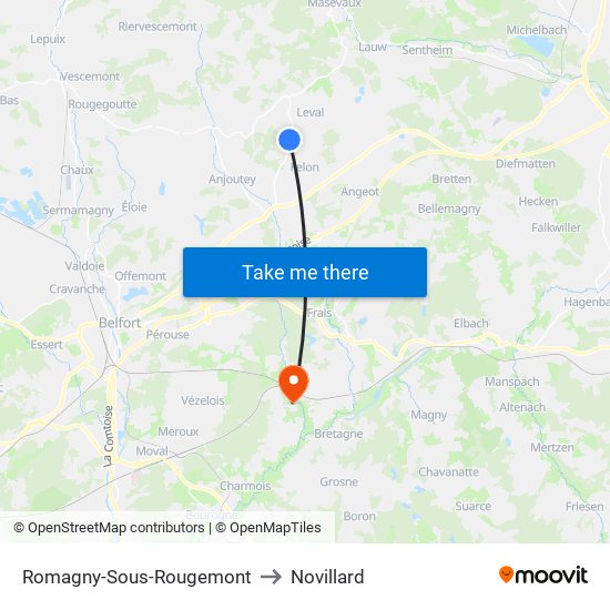 Romagny-Sous-Rougemont to Novillard map