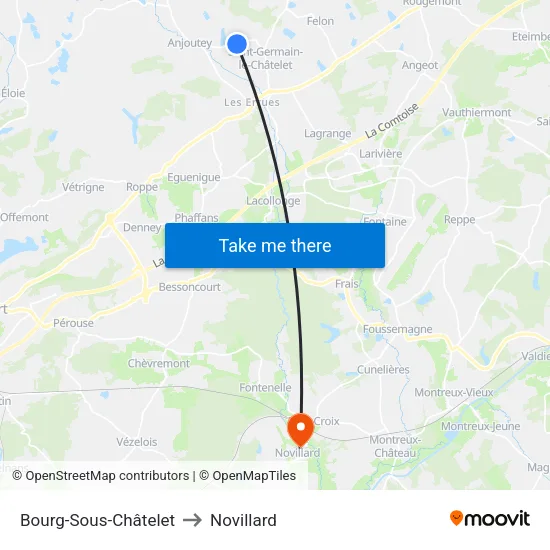 Bourg-Sous-Châtelet to Novillard map