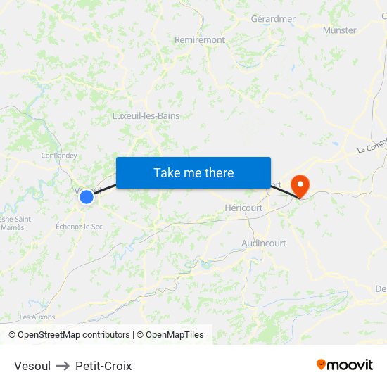 Vesoul to Petit-Croix map