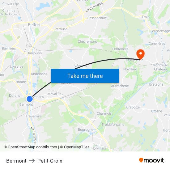 Bermont to Petit-Croix map