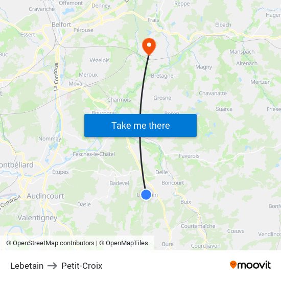Lebetain to Petit-Croix map