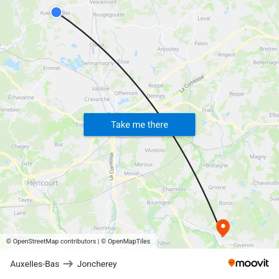 Auxelles-Bas to Joncherey map