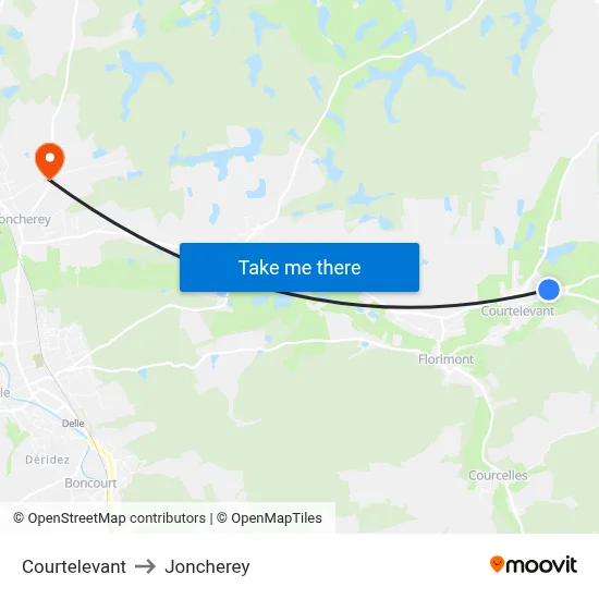 Courtelevant to Joncherey map