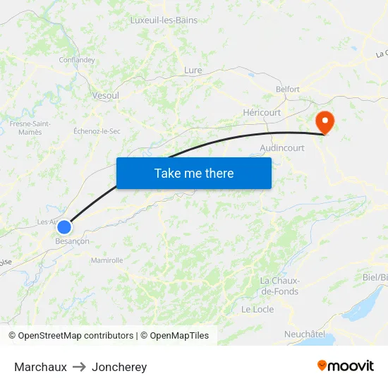 Marchaux to Joncherey map