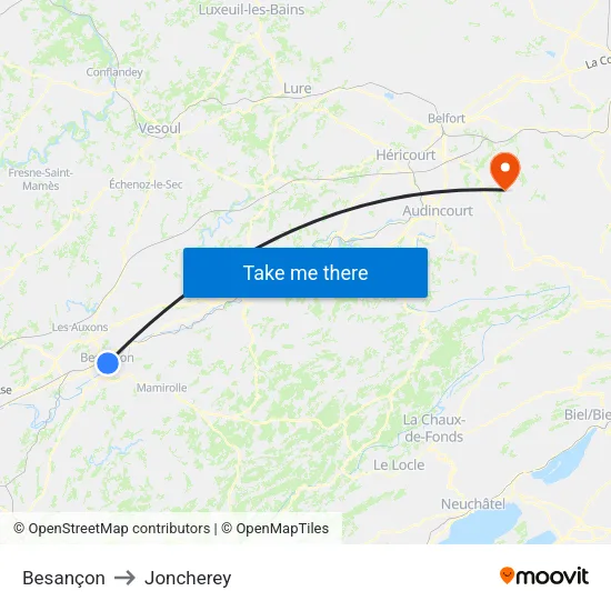 Besançon to Joncherey map