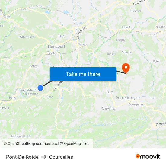 Pont-De-Roide to Courcelles map