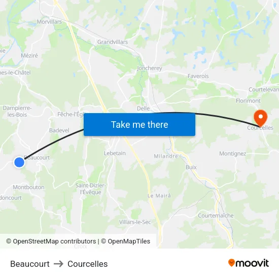 Beaucourt to Courcelles map