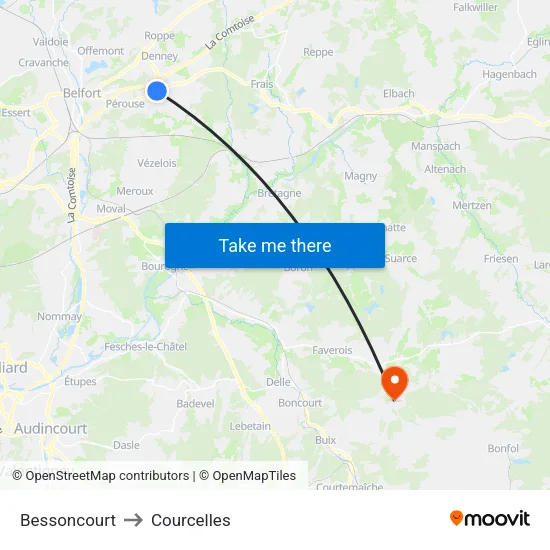 Bessoncourt to Courcelles map