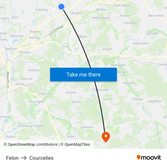Felon to Courcelles map