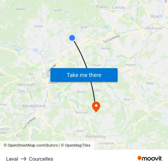 Leval to Courcelles map