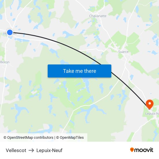 Vellescot to Lepuix-Neuf map
