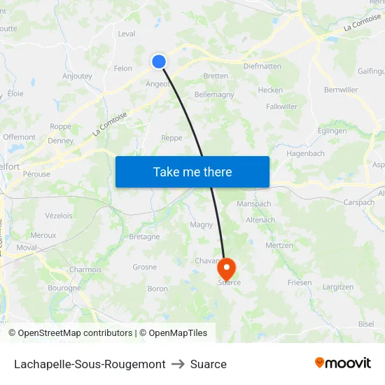 Lachapelle-Sous-Rougemont to Suarce map