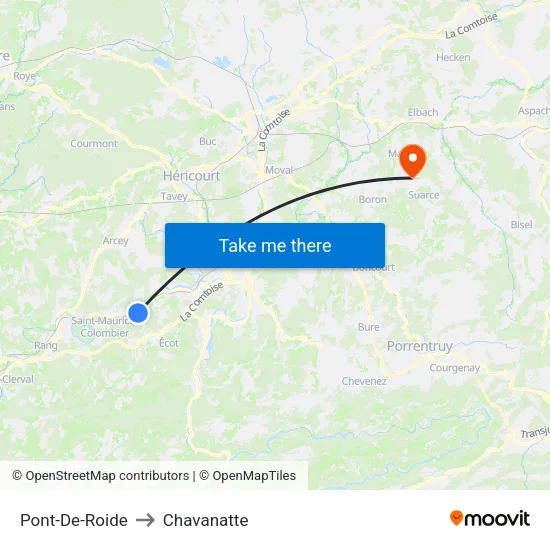 Pont-De-Roide to Chavanatte map