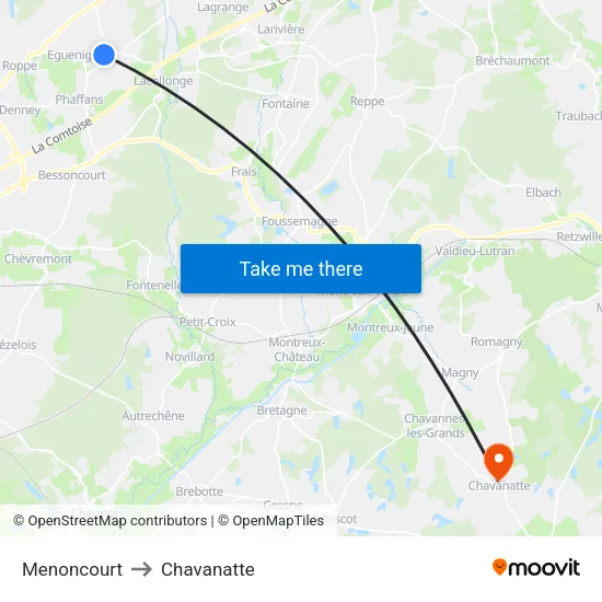 Menoncourt to Chavanatte map