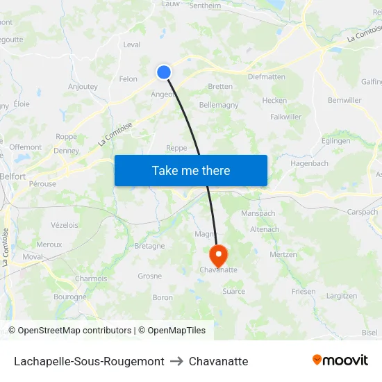 Lachapelle-Sous-Rougemont to Chavanatte map