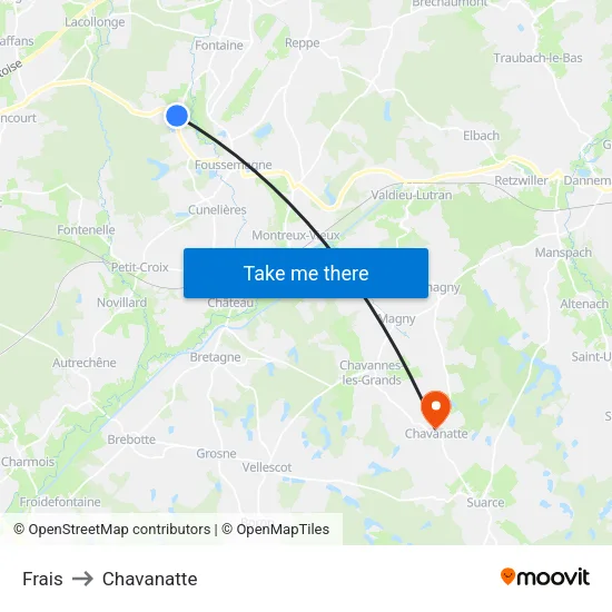 Frais to Chavanatte map