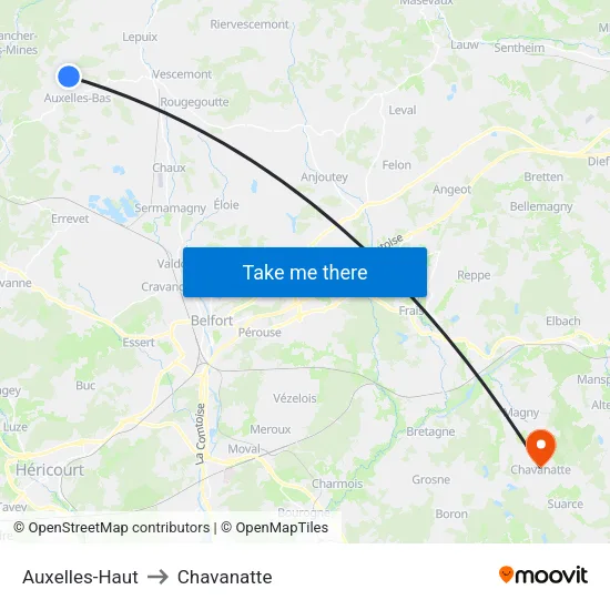 Auxelles-Haut to Chavanatte map