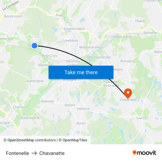 Fontenelle to Chavanatte map