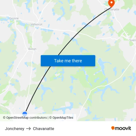 Joncherey to Chavanatte map