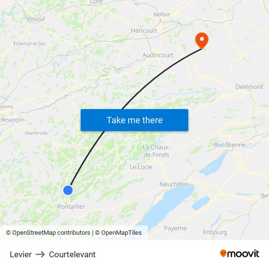 Levier to Courtelevant map