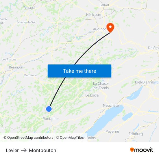 Levier to Montbouton map