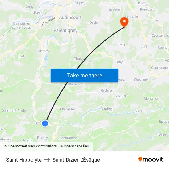 Saint-Hippolyte to Saint-Dizier-L'Évêque map