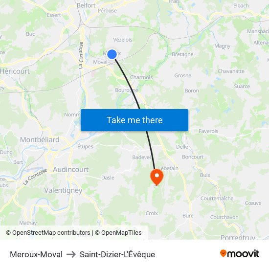 Meroux-Moval to Saint-Dizier-L'Évêque map
