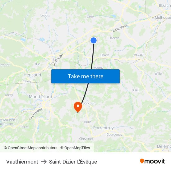 Vauthiermont to Saint-Dizier-L'Évêque map