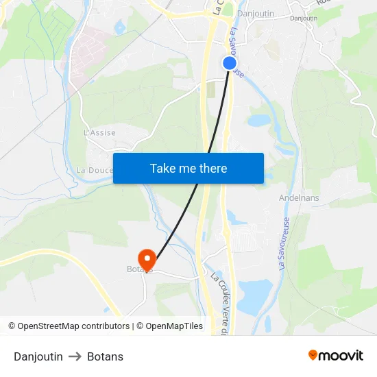 Danjoutin to Botans map
