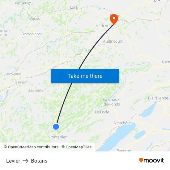 Levier to Botans map