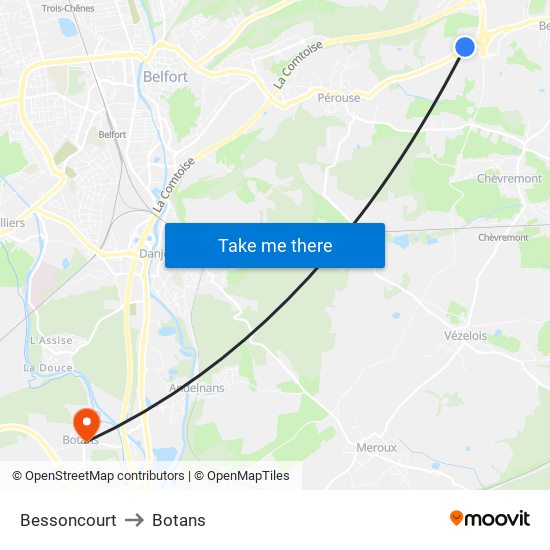 Bessoncourt to Botans map