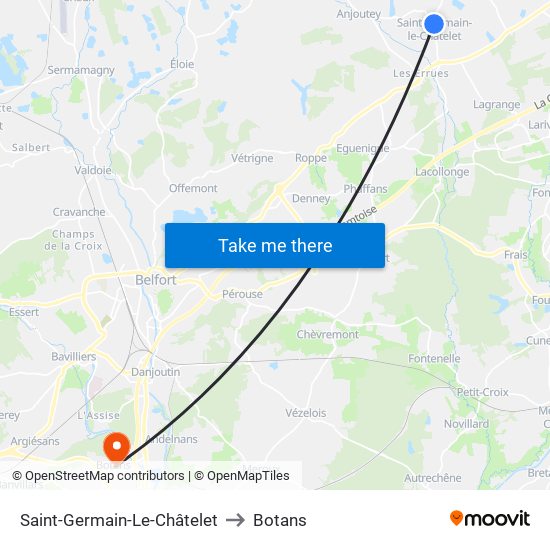 Saint-Germain-Le-Châtelet to Botans map