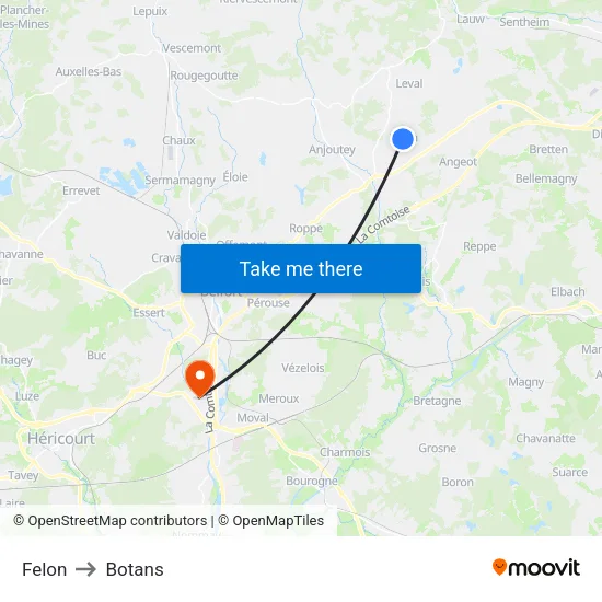 Felon to Botans map