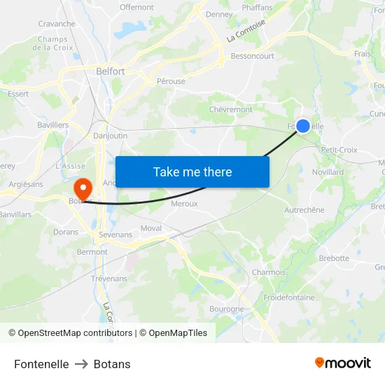 Fontenelle to Botans map