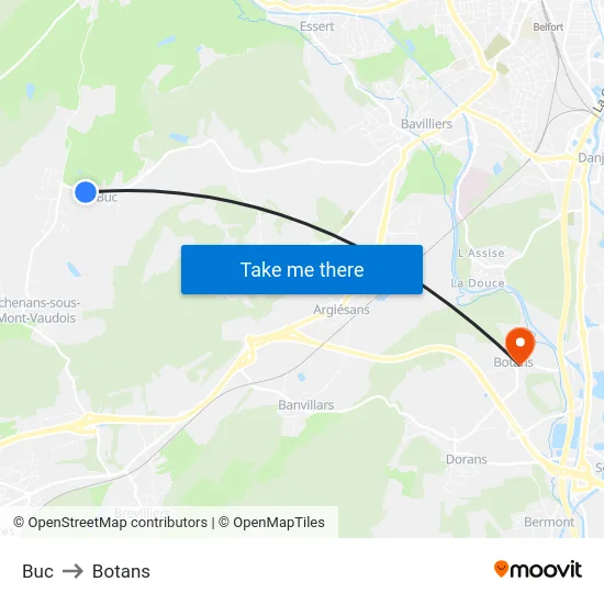 Buc to Botans map