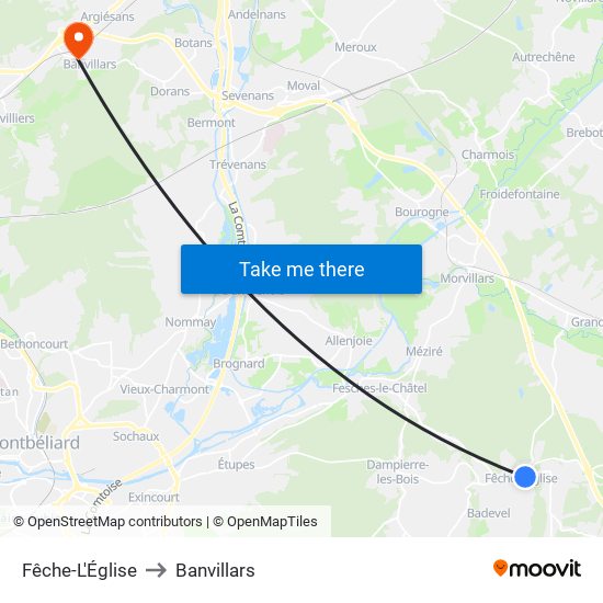 Fêche-L'Église to Banvillars map